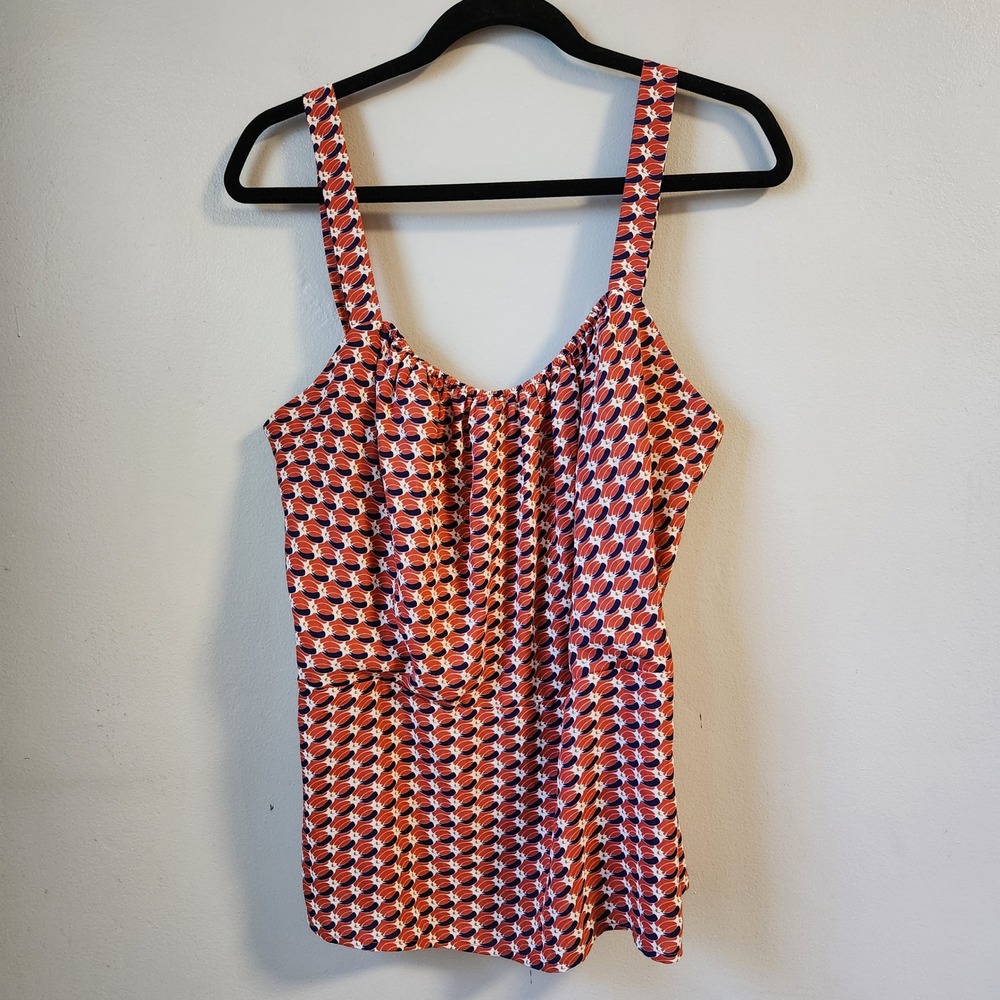 Cabi‎ Women's Tank Top Size 16 Sleeveless Orange Blue Patterned Blouse